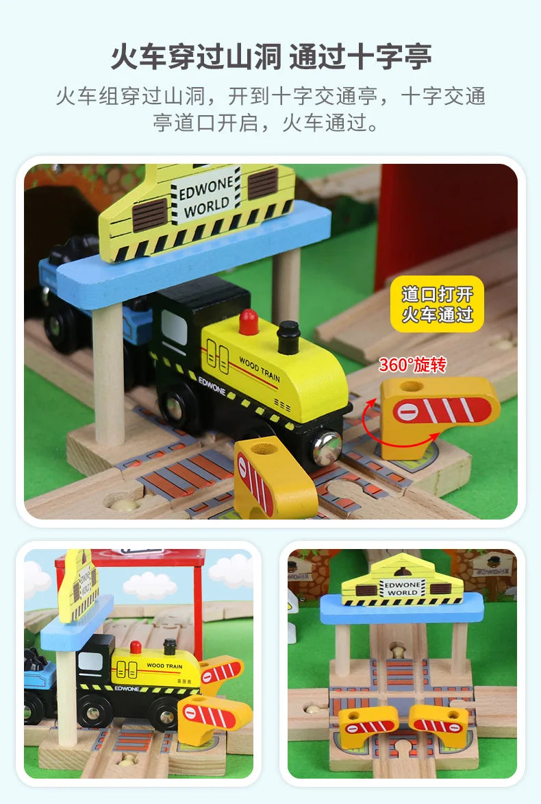 03) Wooden Train Track Highway Scene Set Railway Electric Magnetic Train Toy For All Brands Wooden Track Toy Boy G11