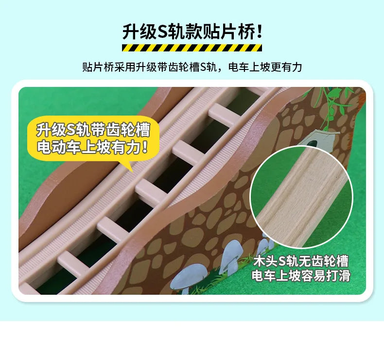 03) Wooden Train Track Highway Scene Set Railway Electric Magnetic Train Toy For All Brands Wooden Track Toy Boy G11