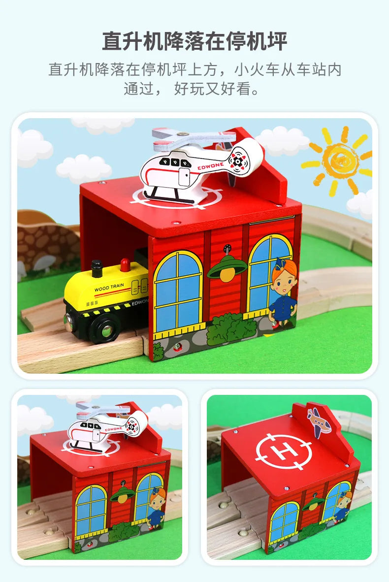 03) Wooden Train Track Highway Scene Set Railway Electric Magnetic Train Toy For All Brands Wooden Track Toy Boy G11