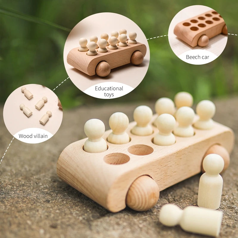 03) Wooden Train Birthday Toy Simulated Train Toy Model  Non-remote Control Rail Car Removable Wooden Train Exquisite Gift With BOX