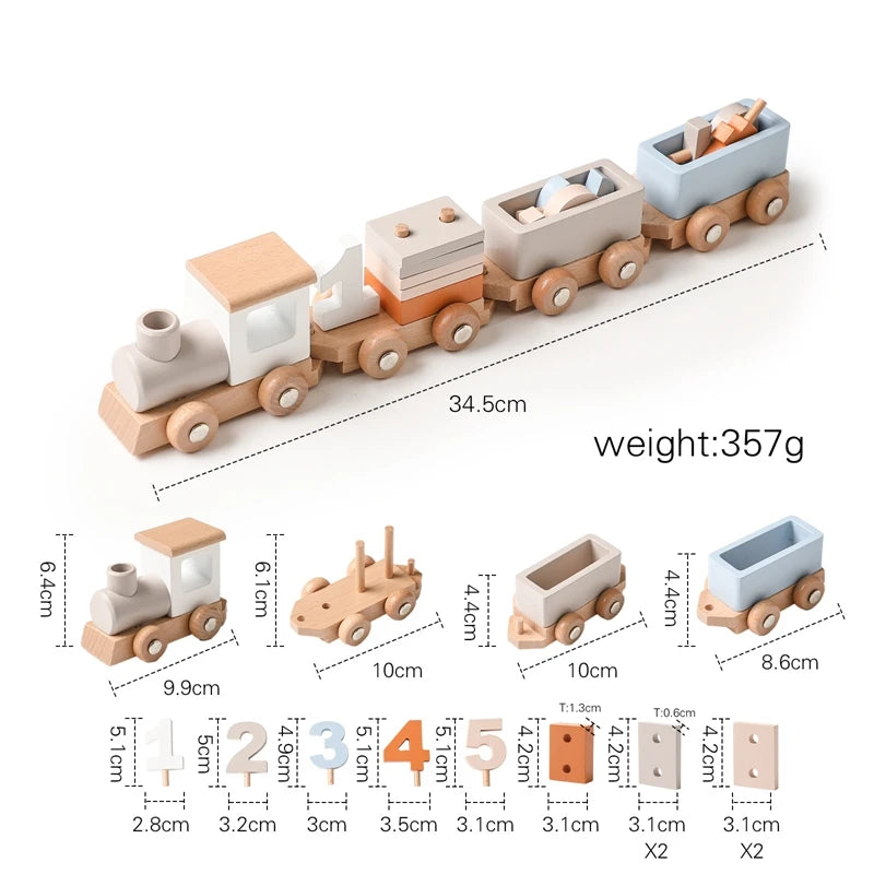 03) Wooden Train Birthday Toy Simulated Train Toy Model  Non-remote Control Rail Car Removable Wooden Train Exquisite Gift With BOX