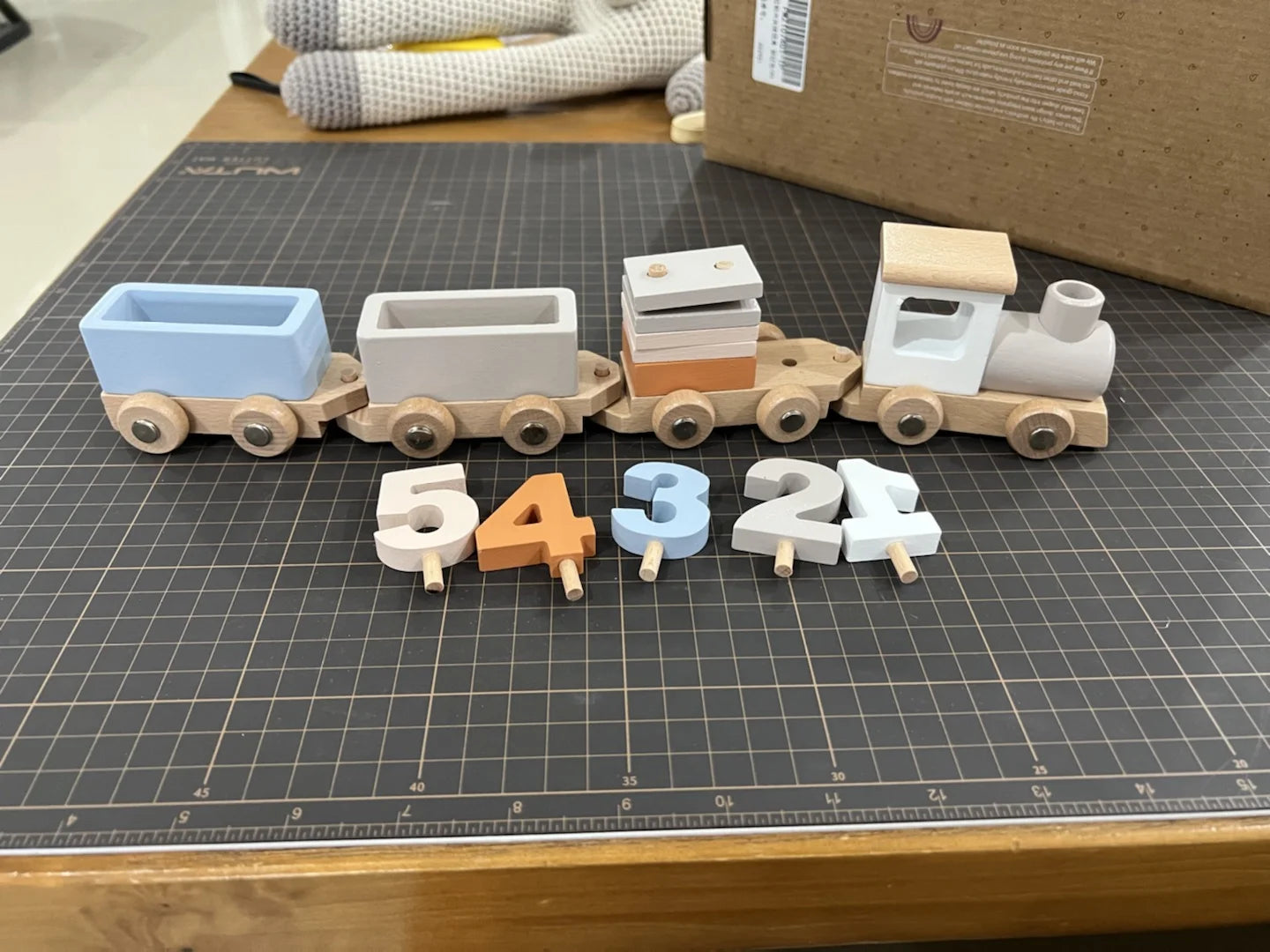 03) Wooden Train Birthday Toy Simulated Train Toy Model  Non-remote Control Rail Car Removable Wooden Train Exquisite Gift With BOX