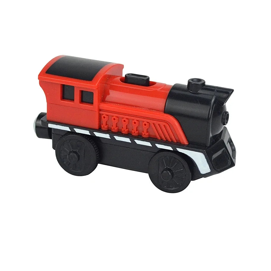 03) Wooden Train Toys Magnetic Set Electric Car Locomotive Diecast Slot Fit All Wood Brand Biro Railway Train Tracks For Kids Gifts