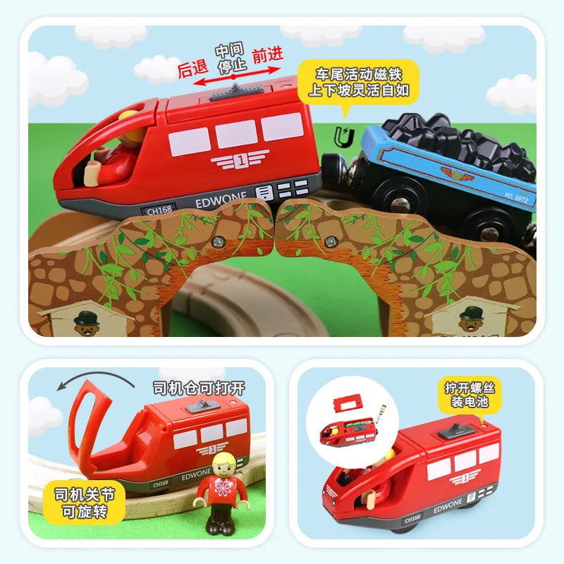 03) Wooden Train Track Highway Scene Set Railway Electric Magnetic Train Toy For All Brands Wooden Track Toy Boy G11