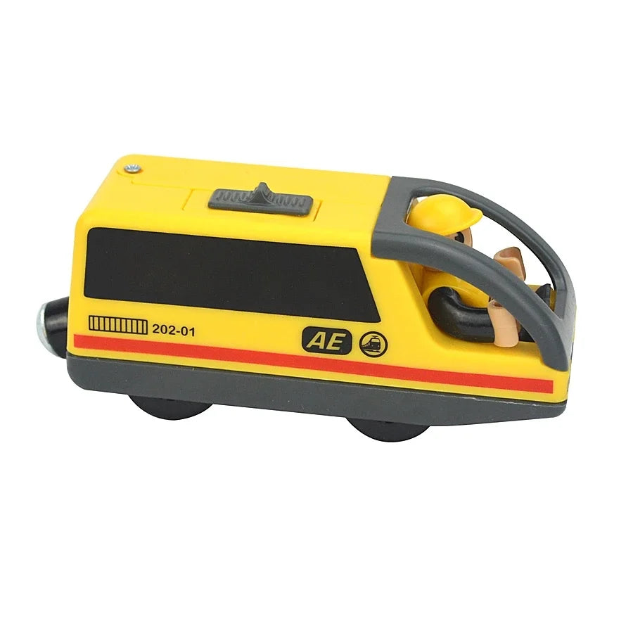 03) Wooden Train Toys Magnetic Set Electric Car Locomotive Diecast Slot Fit All Wood Brand Biro Railway Train Tracks For Kids Gifts