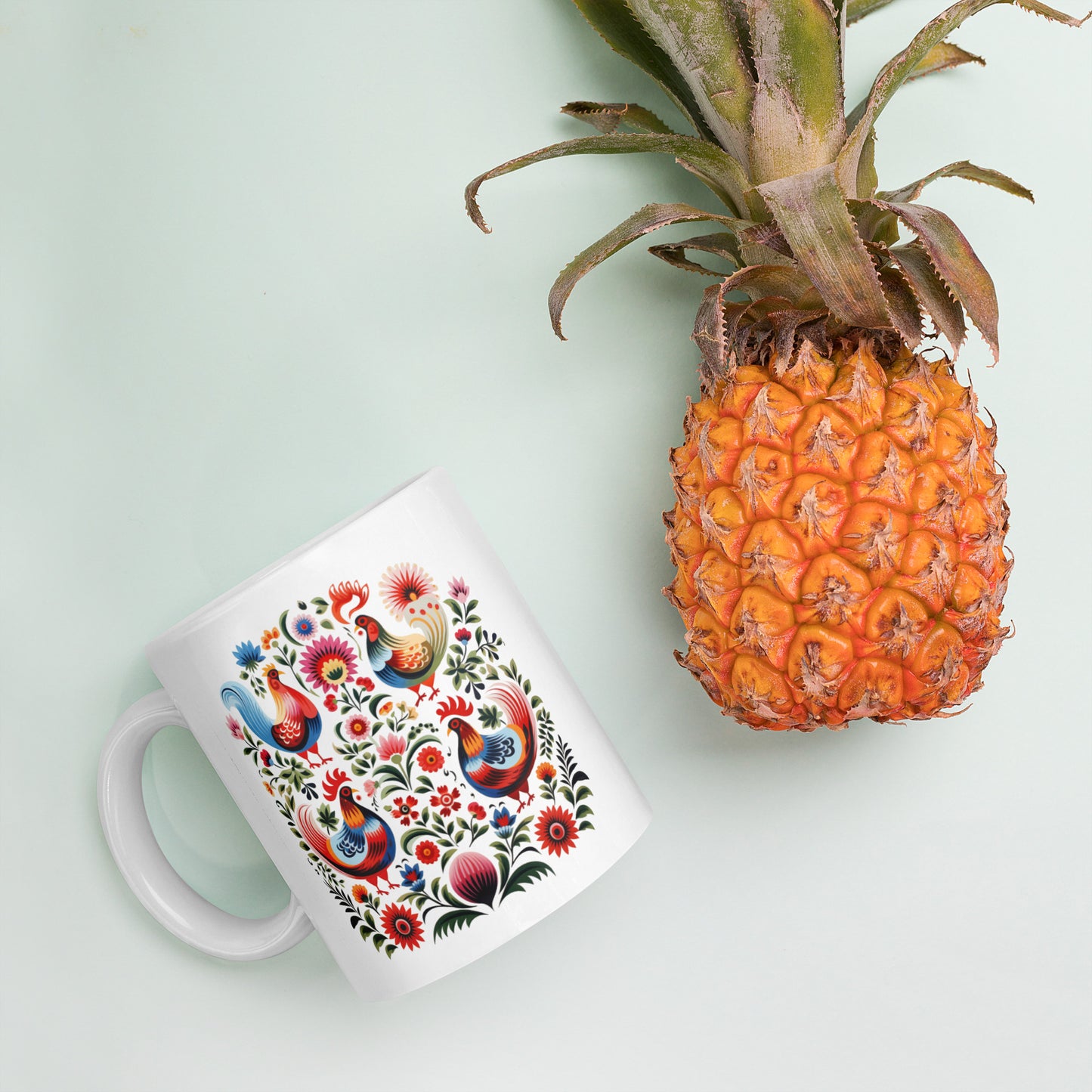 01) Hungarian White glossy mug