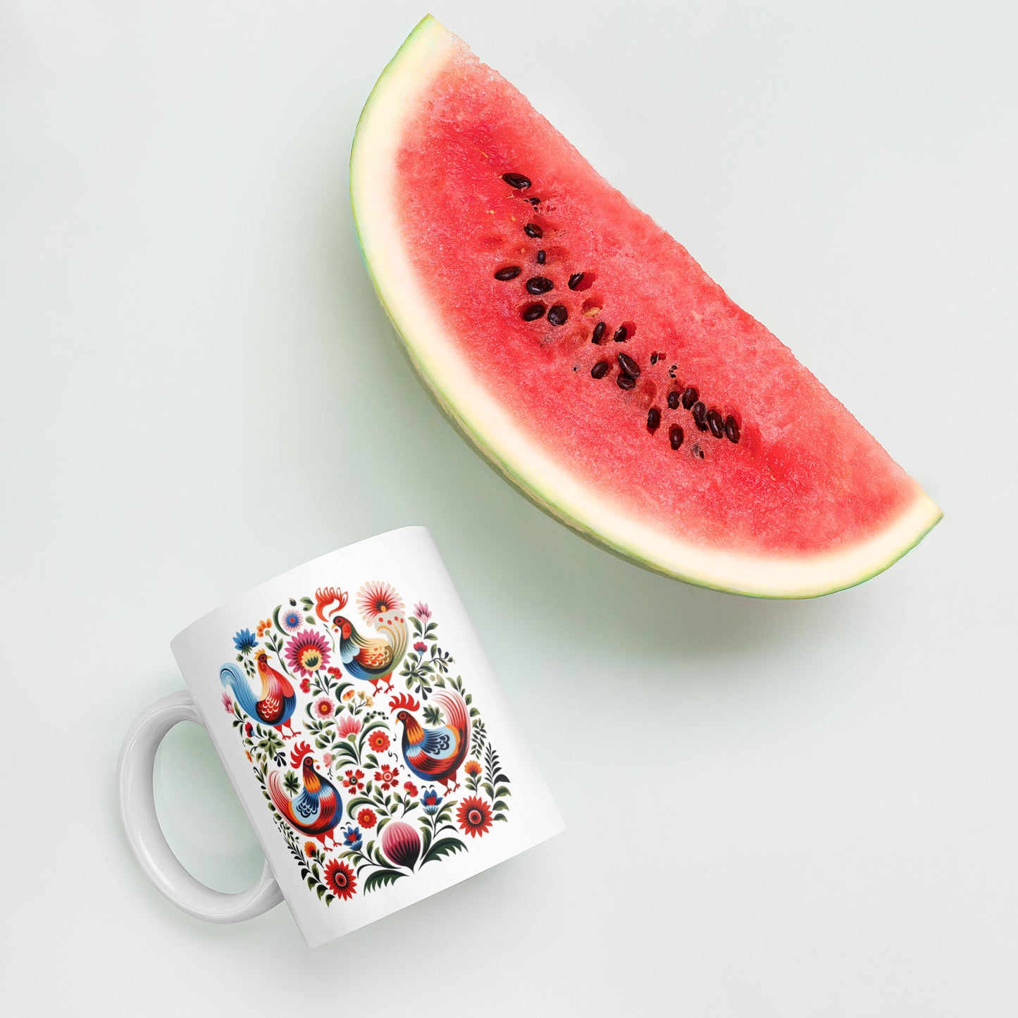 01) Hungarian White glossy mug