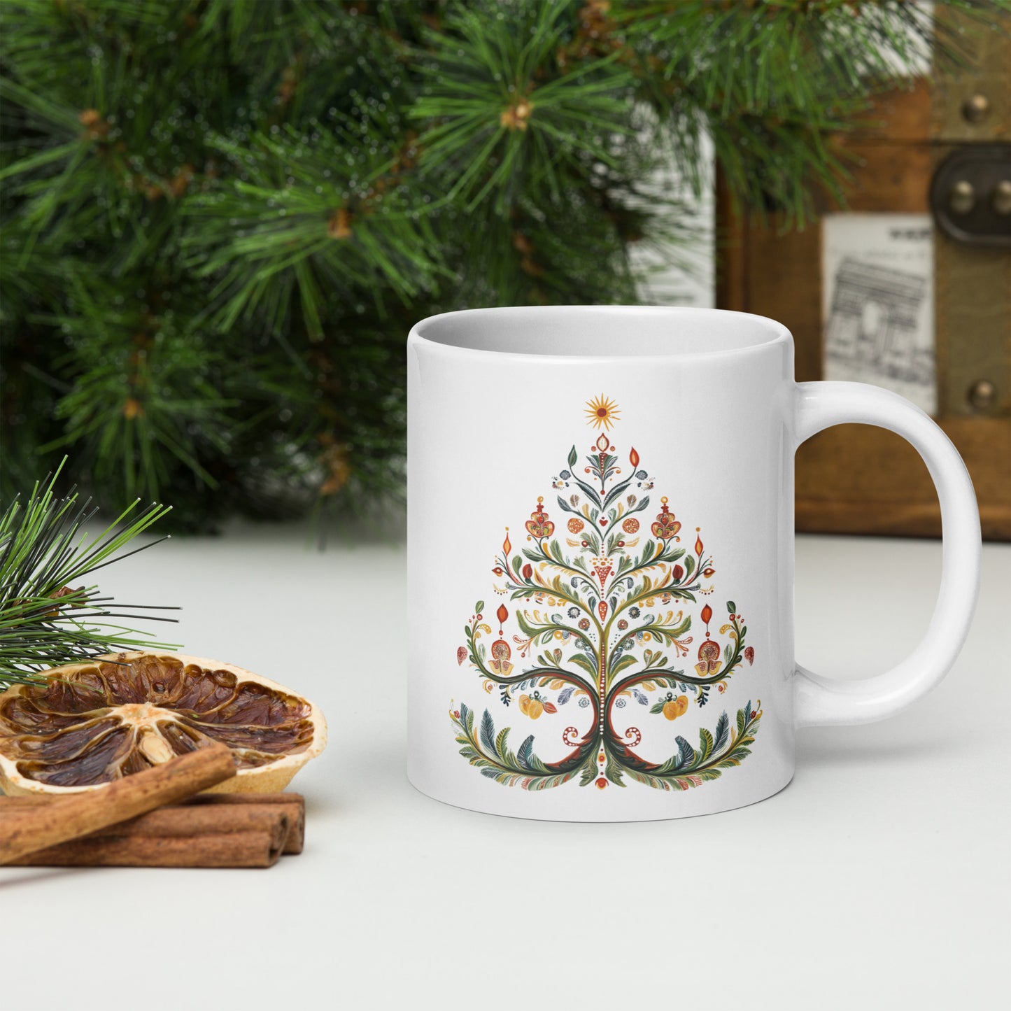 01) Christmas tree glossy mug