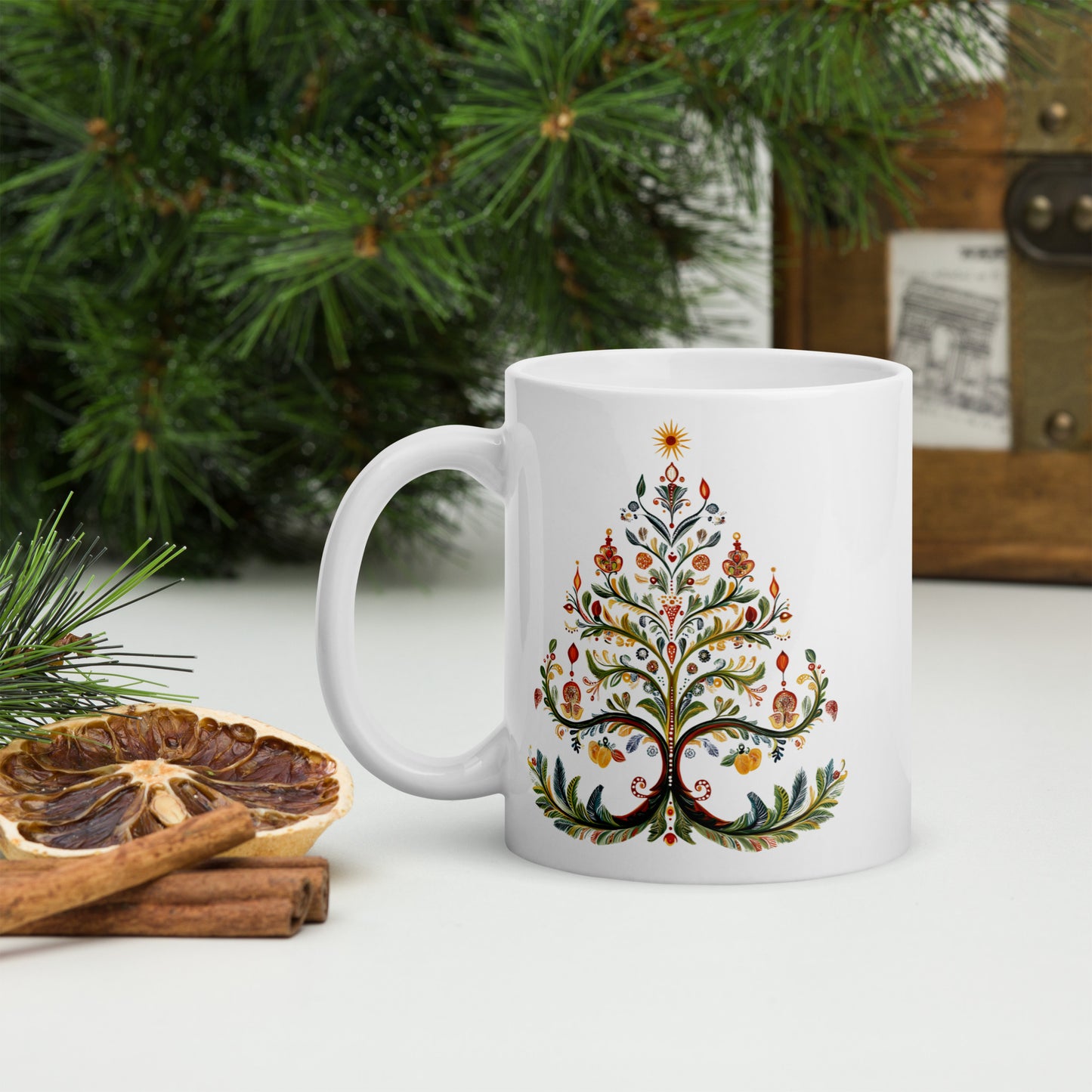 01) Christmas tree glossy mug
