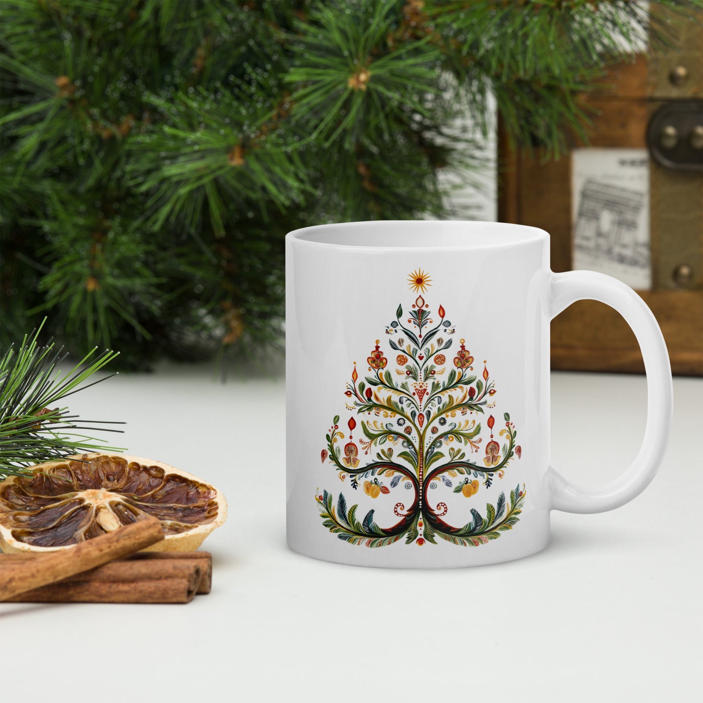 01) Christmas tree glossy mug