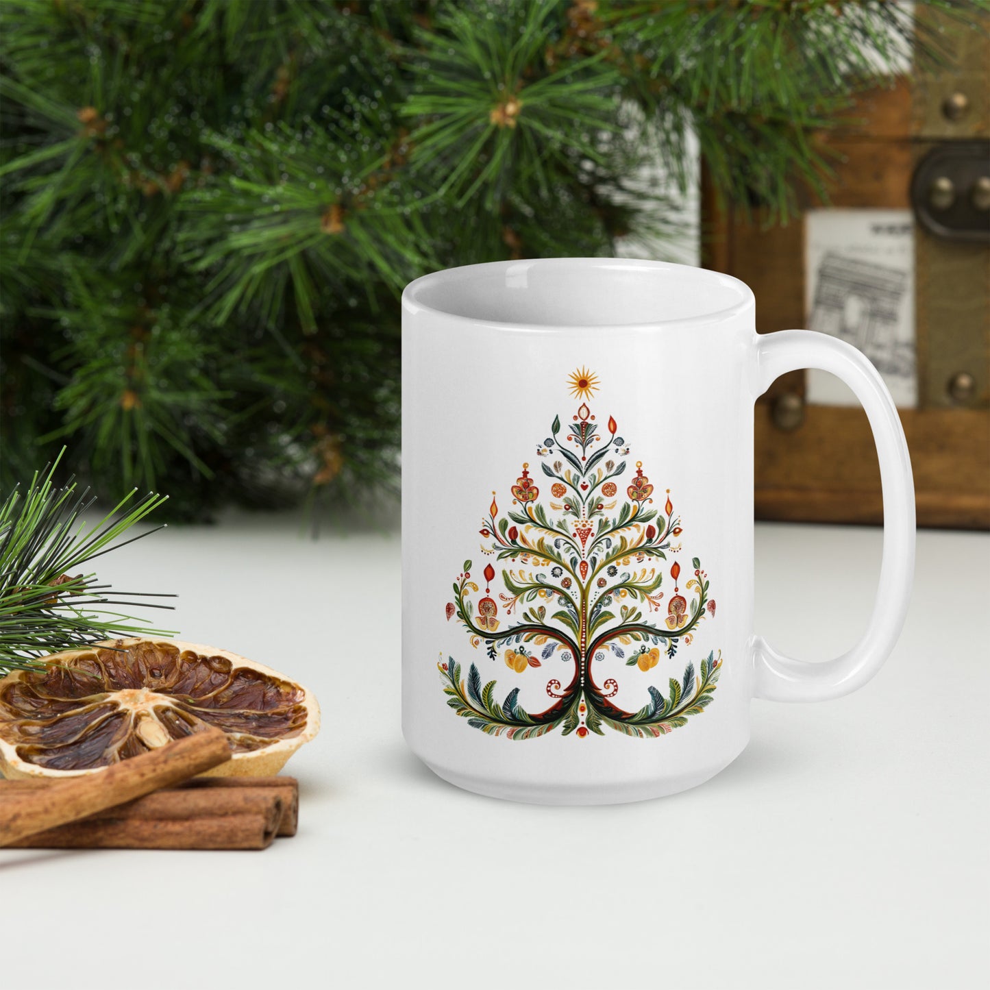 01) Christmas tree glossy mug